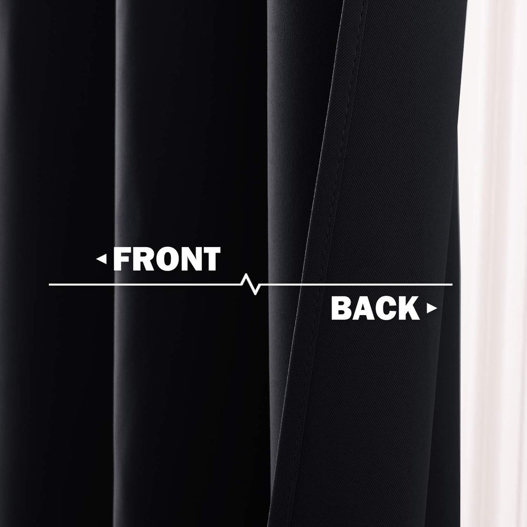 Black Small Window Curtains for Cafe Kitchen Laundry, 42 W x 36 L