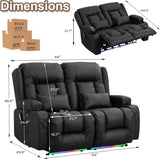 Power Loveseat Recliner Sofa - Home Theater Seating with Massage & Heat Faux Leather RV Recliner Loveseat Sofa