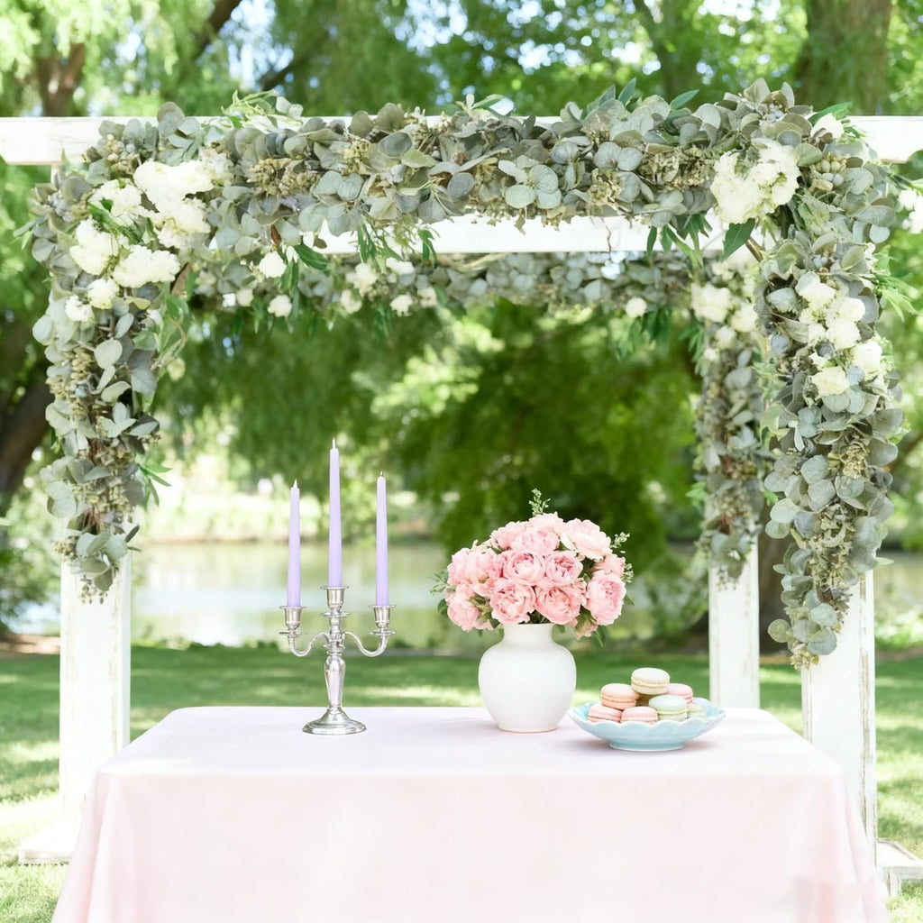 6.56 FT Faux Silver Dollar Eucalyptus Garland, Hanging Greenery Vines Artificial Leaves for Wedding Reception Table