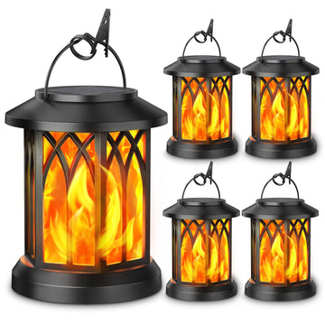 4 Pack Solar Lantern Outdoor Lights, Upgraded Flickering Flame Solar Lanterns Lights Outdoor Waterproof, Hanging