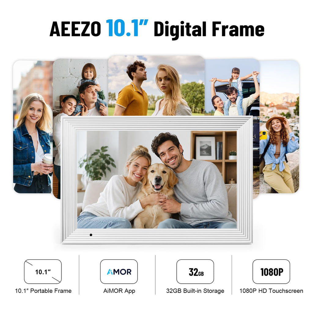 Digital Picture Frame, 10.1'' WiFi Electronic Photo Frames with 32GB Memory, 1280 * 800 IPS HD Touch Screen