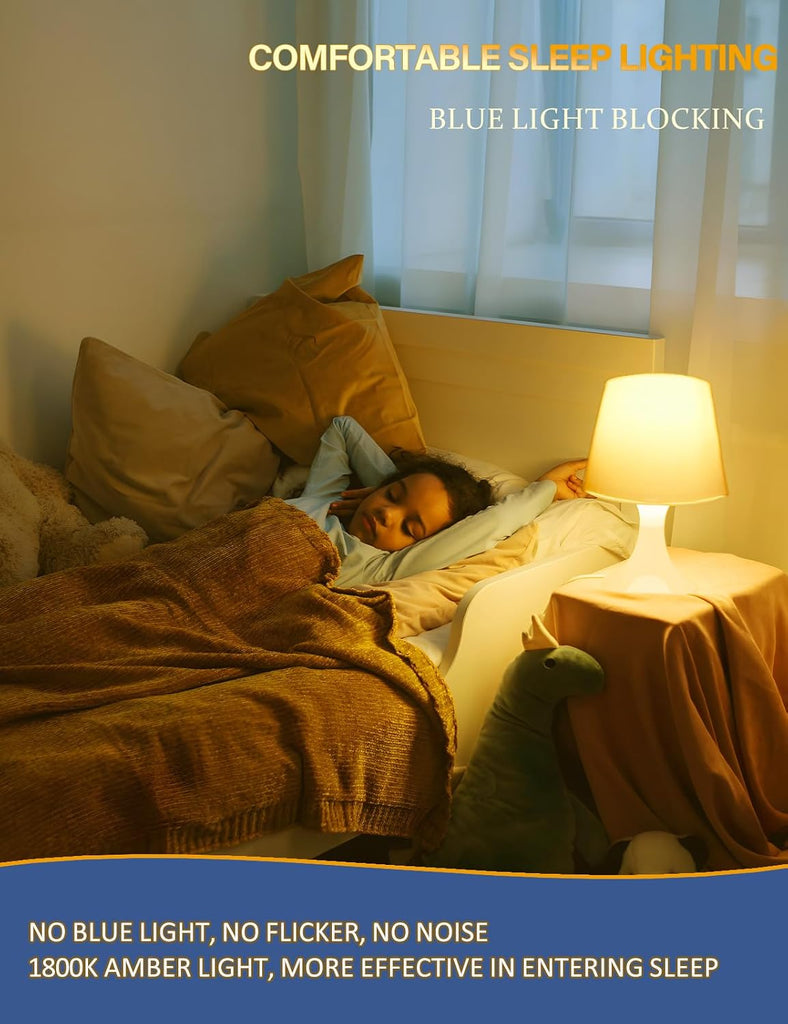 Amber Sleep Light Bulbs Dimmable, Blue Light Blocking, A15 E26 5W(40 Watt Equivalent) Dim Light Bulb,1800K Warm Light