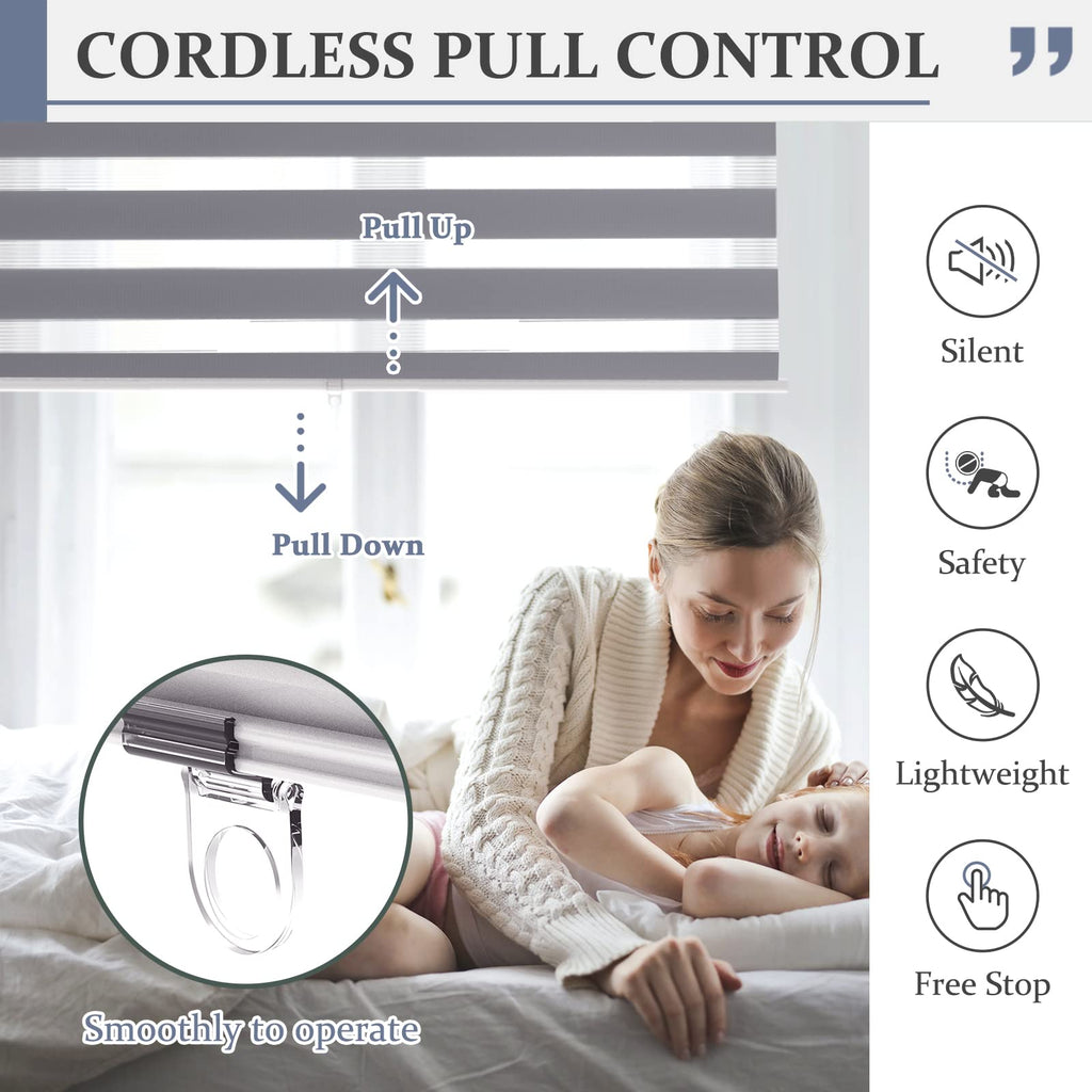 Motorized Zebra Blinds with Remote, Smart Rechargeable Window Shades