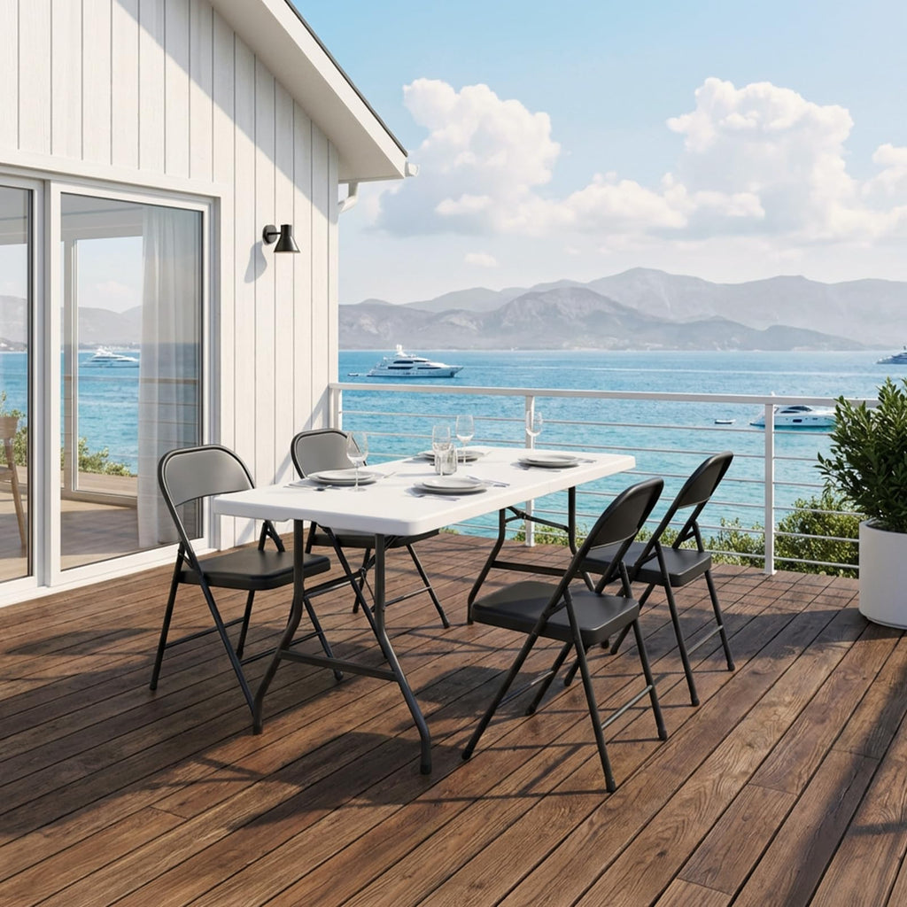 Folding Chairs 4 Pack, Heavy Duty Metal Foldable Chairs, Indoor Outdoor Portable Chair, Event Chair for Wedding Party