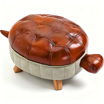 Animal Footstool Turtle Upholstered Ottoman PU Leather Pouf Wood Foot Stool Rest Bedroom Sofa Bench Seat Chair