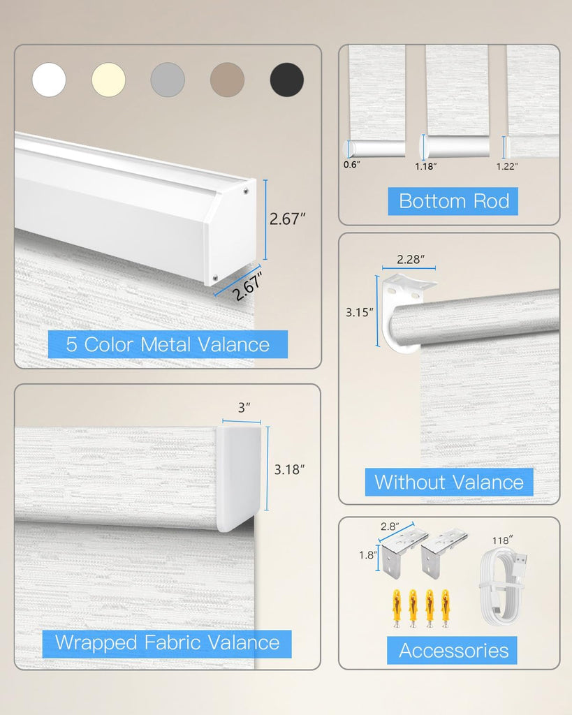 Motorized Roller Shade with Remote Control, Blackout Electric Shade for Windows Compatible with Alexa Google via Hub