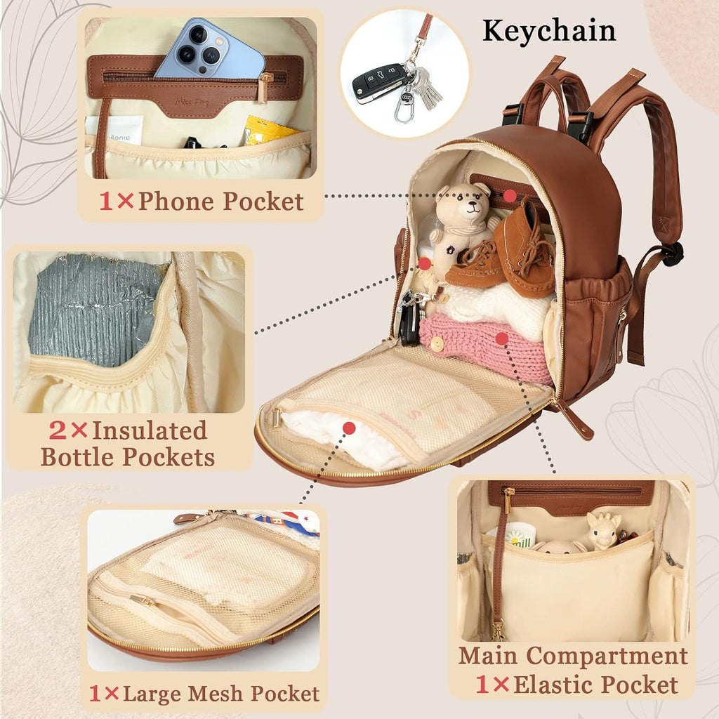 Diaper Bag Backpack Leather Diaper Bag(Regular Size & Mini Size)