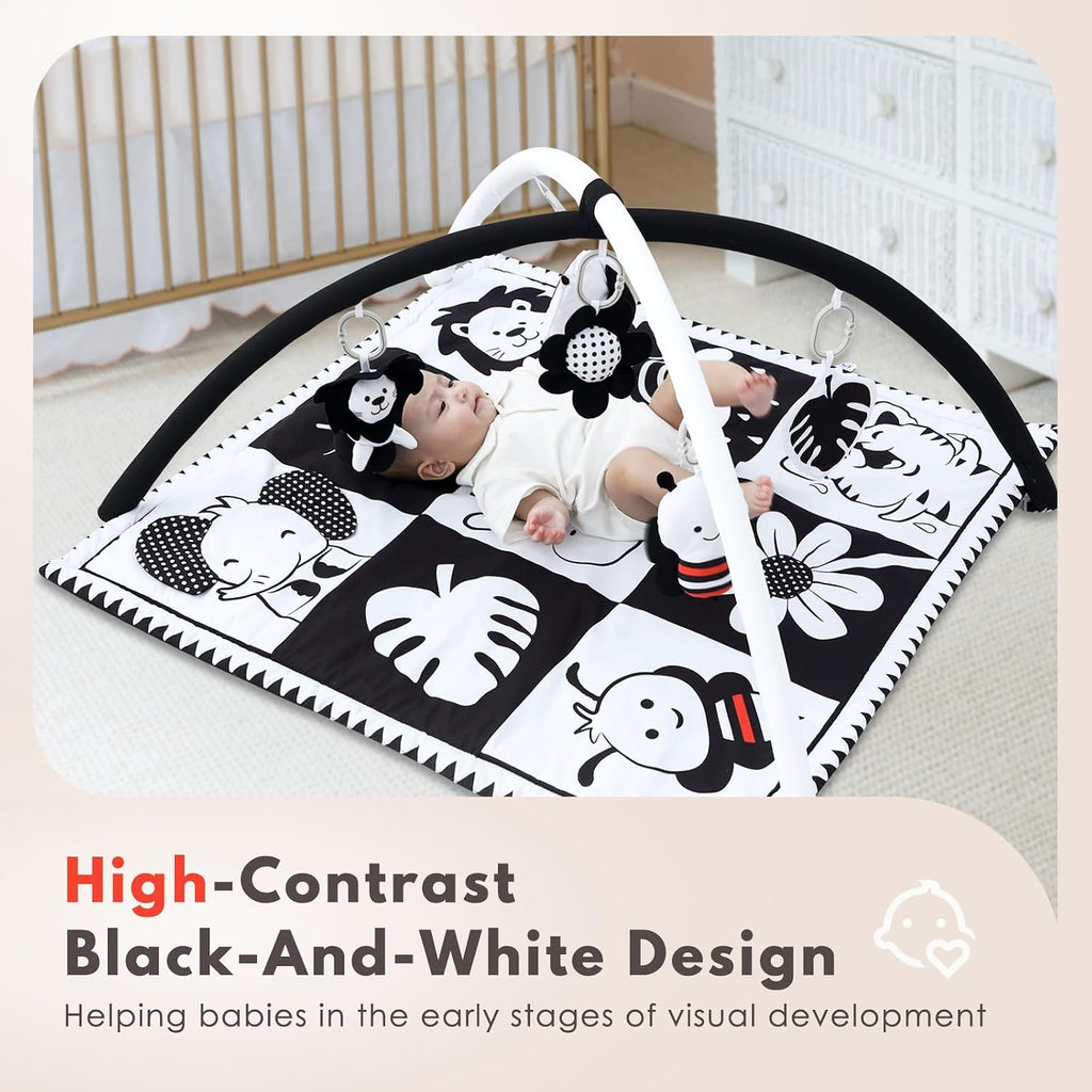 Play Activity Gym Tummy Time Mat for Infant,Baby Gyms & Playmats for Babies 0 to 3 6 9 12 Months with 5 Toys