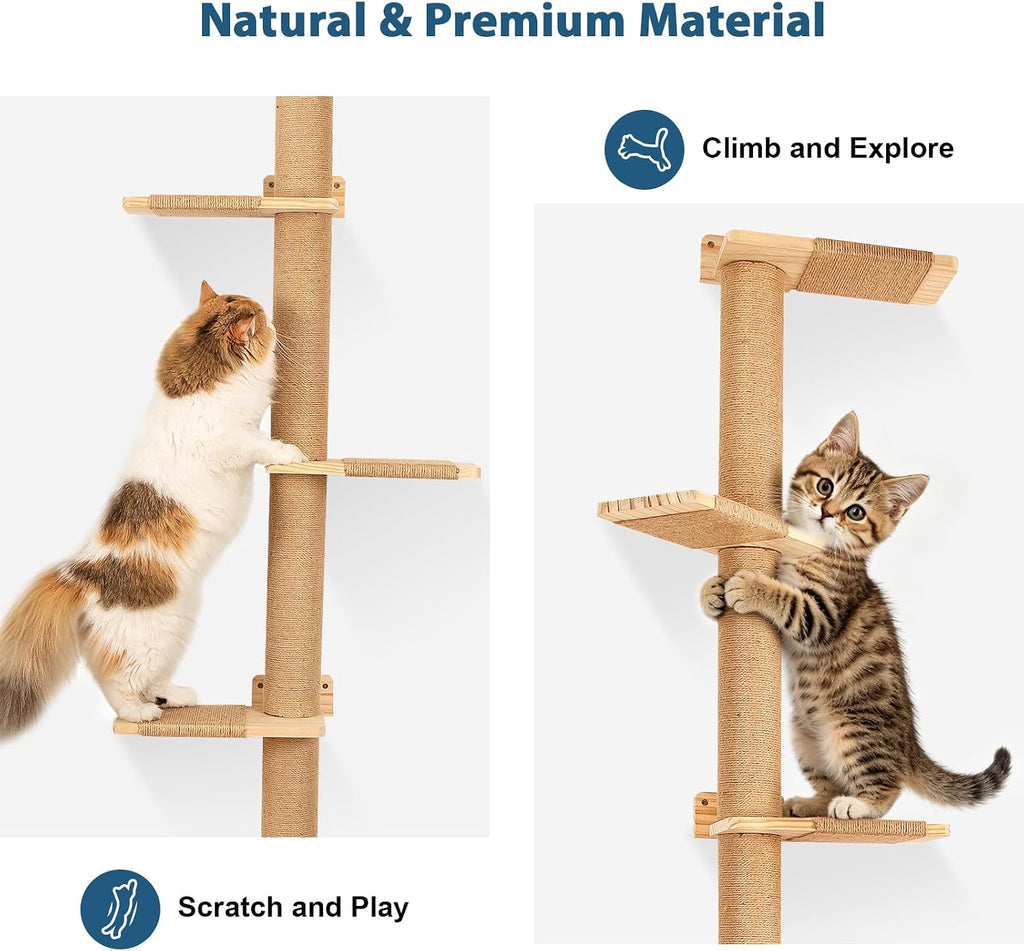 Wall Mounted 5-Tier Cat Scratching Post Tree for Small & Medium Cats