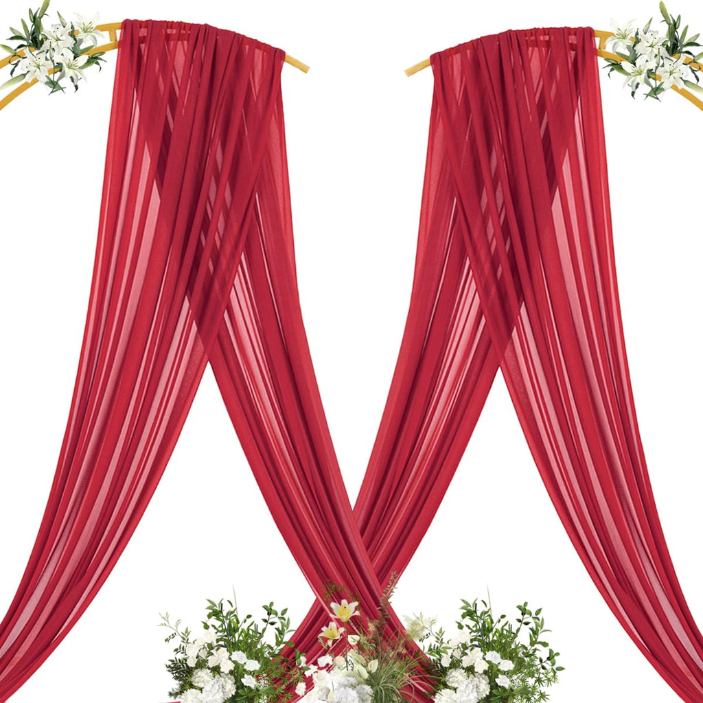 Sheer Gauze Wedding Arch Draping Fabric 29" x 20 FT 4 Panels Red