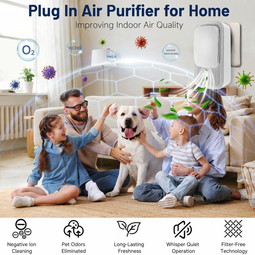 Plug In Negative Ion Air Purifier - 4 Pack Quiet Three-speed Adjustment Air Ionizers