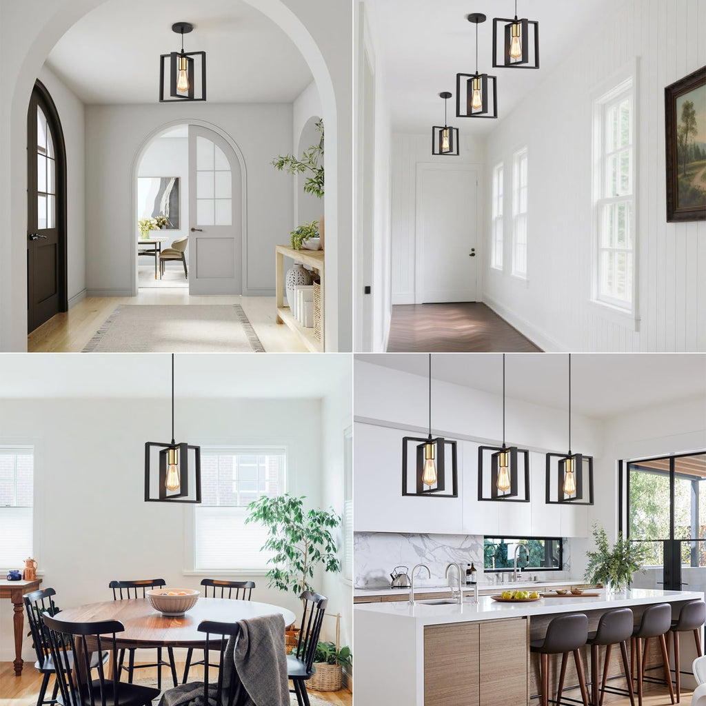 Set of 3 Rotatable Metal Frame Kitchen Island Pendant Lights