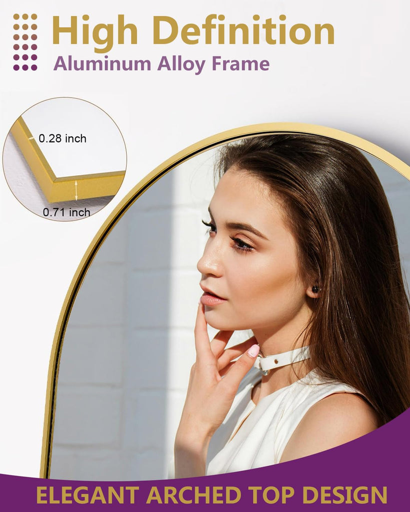 71"x26" Arched Full-Length Mirror with Explosion-Proof HD Glass - Oversized Floor or Wall-Mounted Full Body Mirror
