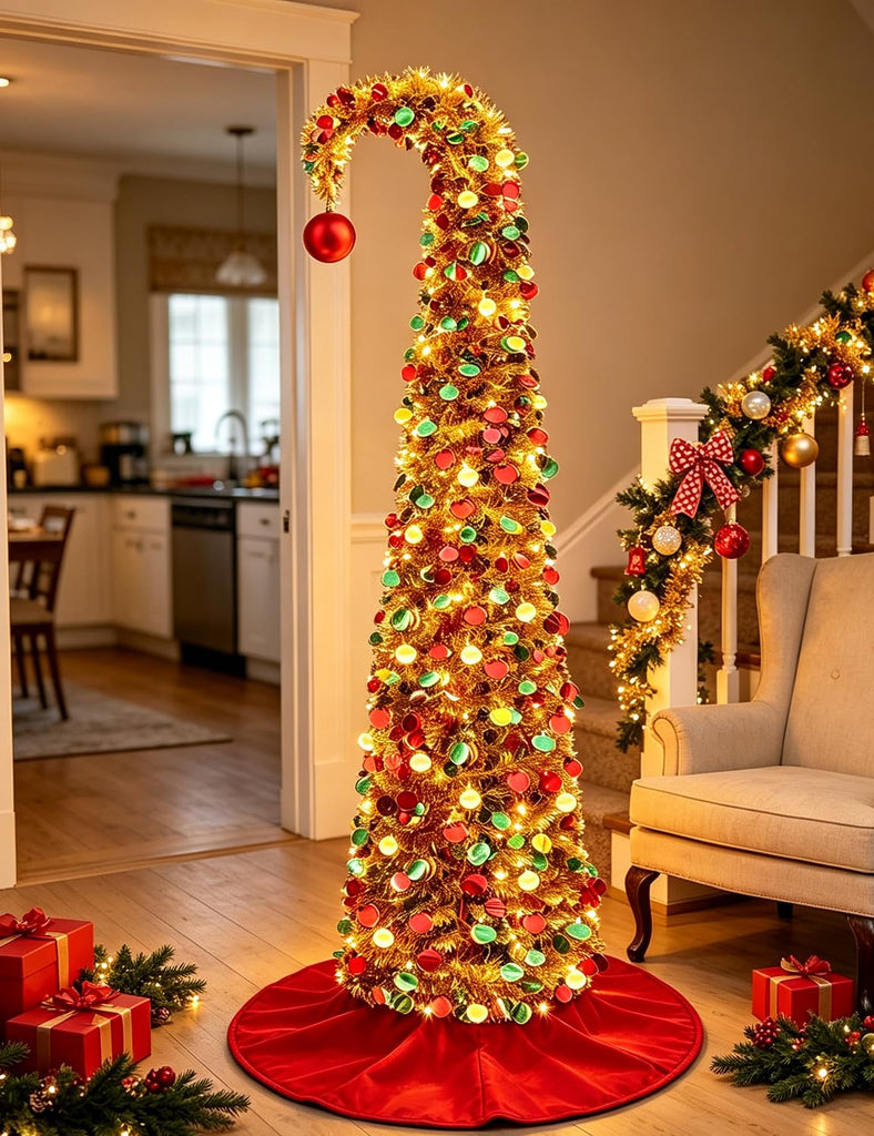 6 FT Pop Up Curved with Lights & Ball for Christmas Decor