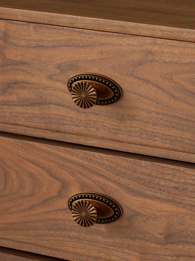 10 Pack Antique Brass Cabinet Knobs with Base Vintage Flat Drawer Pulls Kitchen Cupboard Bathroom Dresser Cabinet