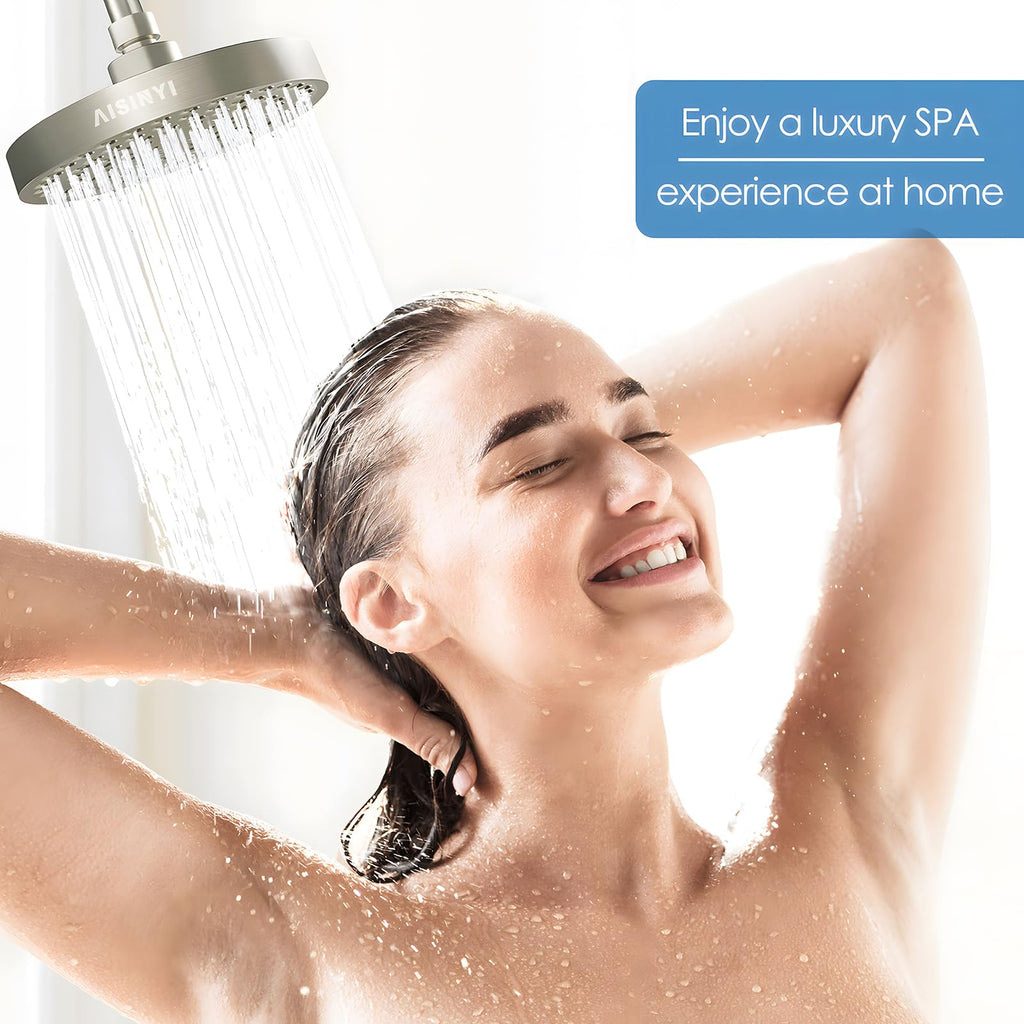 6" Rain Shower Head & 6" Shower Arm, Luxury Brushed Nickel Finish