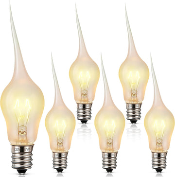 6 Pack 6W Silicone Dipped Candle Light Bulbs E12 Base