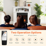 32 Inch Electric Fireplace with Mantel, Freestanding Wooden Fireplace Surround with 18 Inch Insert Heater, 3 Flame Effects, Remote Control, Timer and Overheat Protection, White