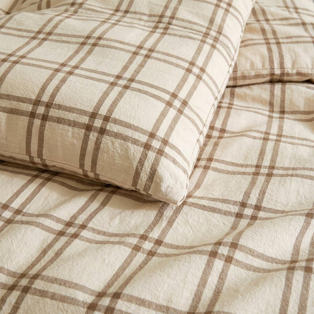 Comforter, Taupe Gingham Plaid Comforter
