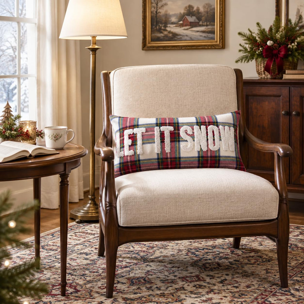 Let It Snow Christmas Decor Velvet Decorative Rectangle Throw Lumbar Waist Pillow Case Cushion Cover for Couch Living