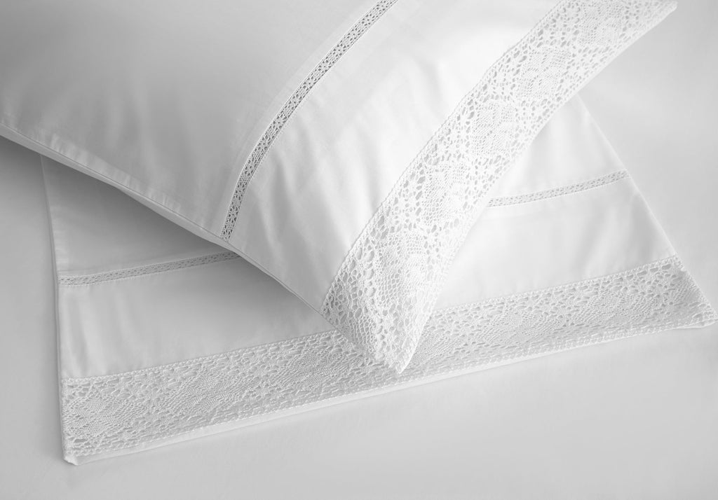100% Cotton Percale Duvet Cover Queen Size, with Lace Pillowcases, 90x90