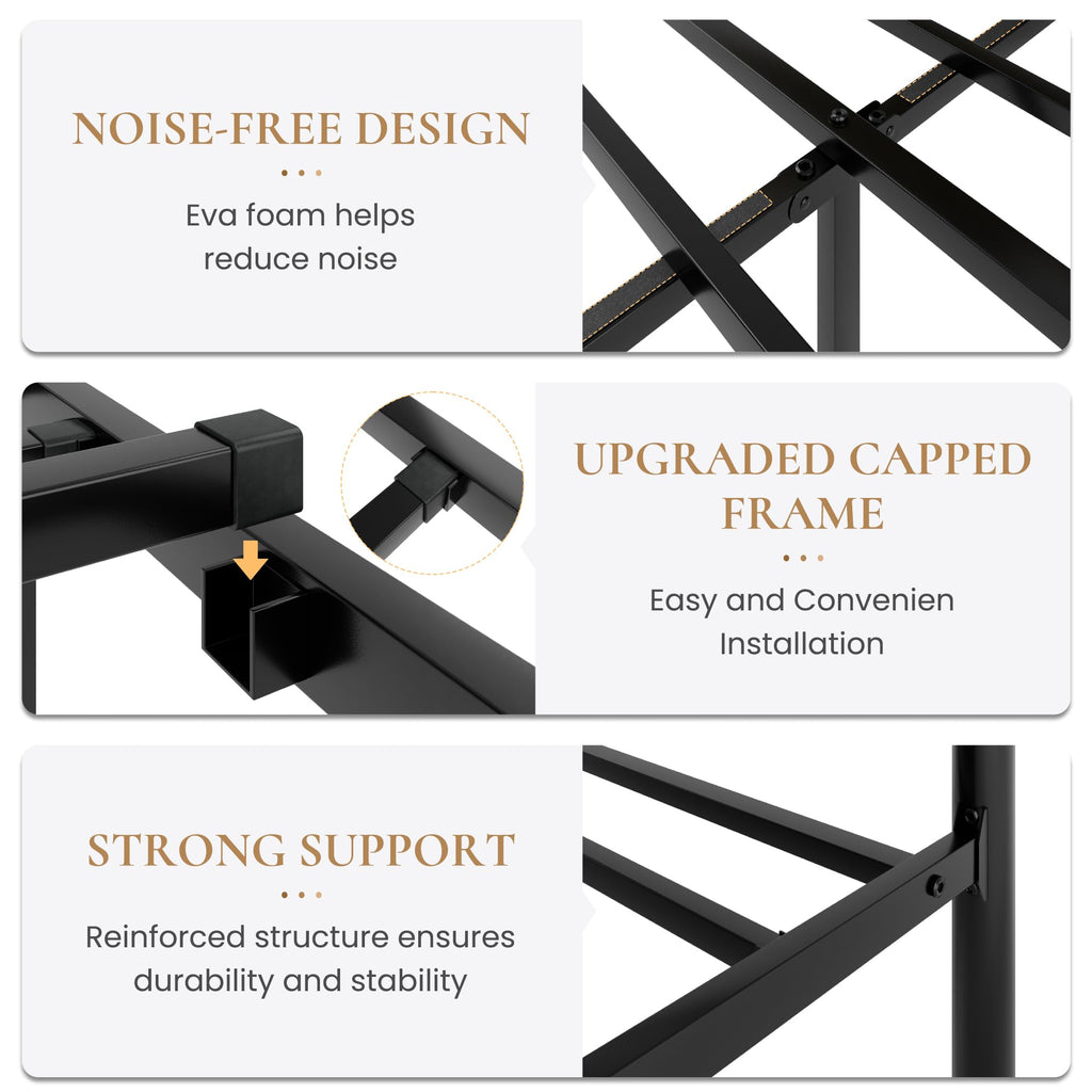 Metal Bed Frame, Victorian Crown Style, Black