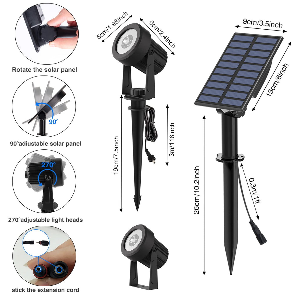 Solar Landscape Spotlights 4-Pack Warm White 3000K Outdoor Garden