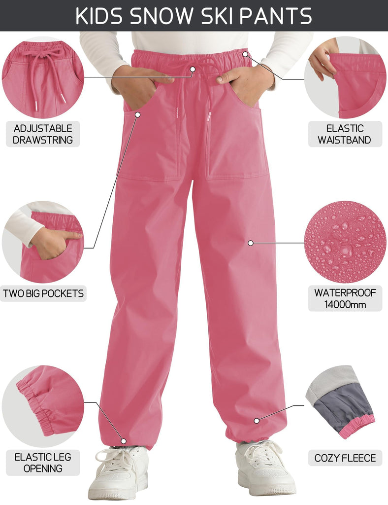 Toddler Snow Pants Fleece Lined Waterproof Ski Pants for Boys & Girls