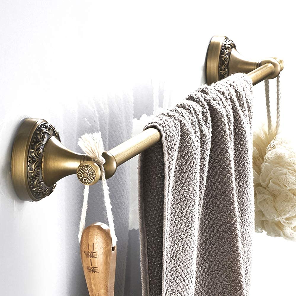 Antique Brass Towel Bar Set, Adjustable Bathroom Accessories Include Expandable Towel Holder Toilet Paper Holder