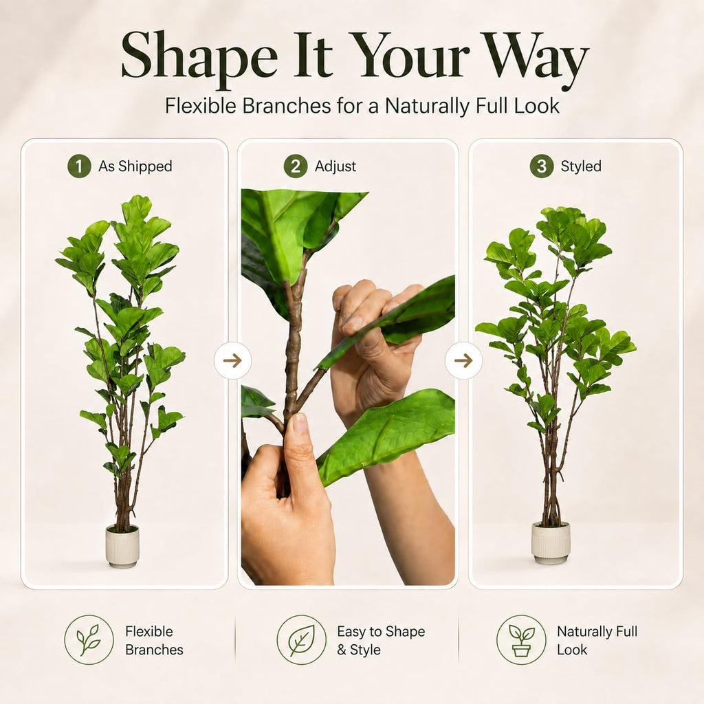 Artificial Fiddle Fig Tree, Lifelike Faux Fig Plant Indoor Decor 7FT