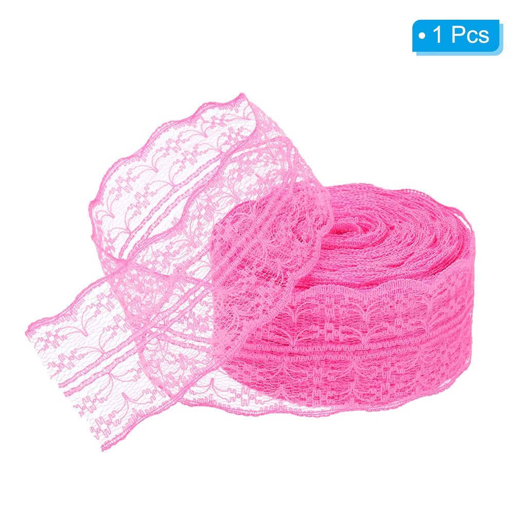 1.8 Inch x 25 Yards Lace Trim Ribbon, Non-Stretch Lace Sewing Roll Gift Package Floral Wrapping for Party Home Decor