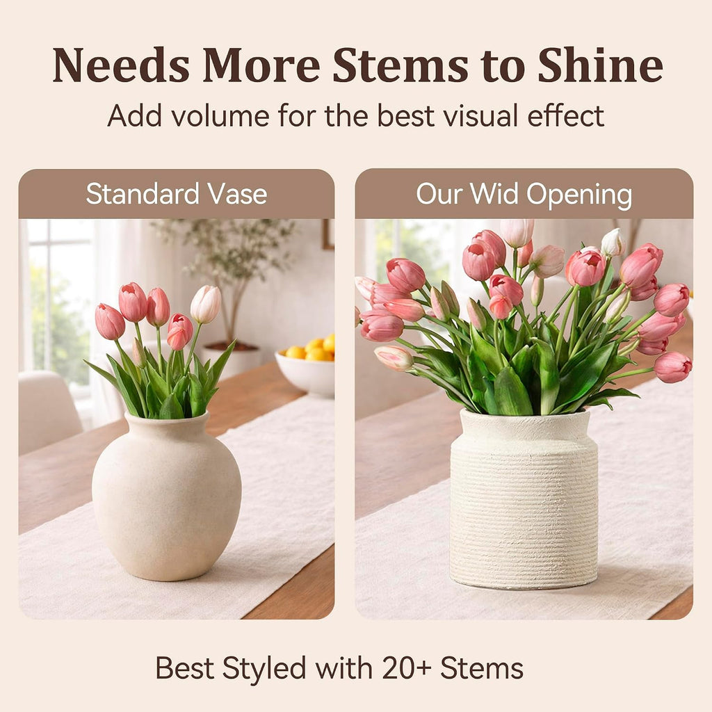 Ceramic Flower Vase 6.5 inch Farmhouse Rustic Vase