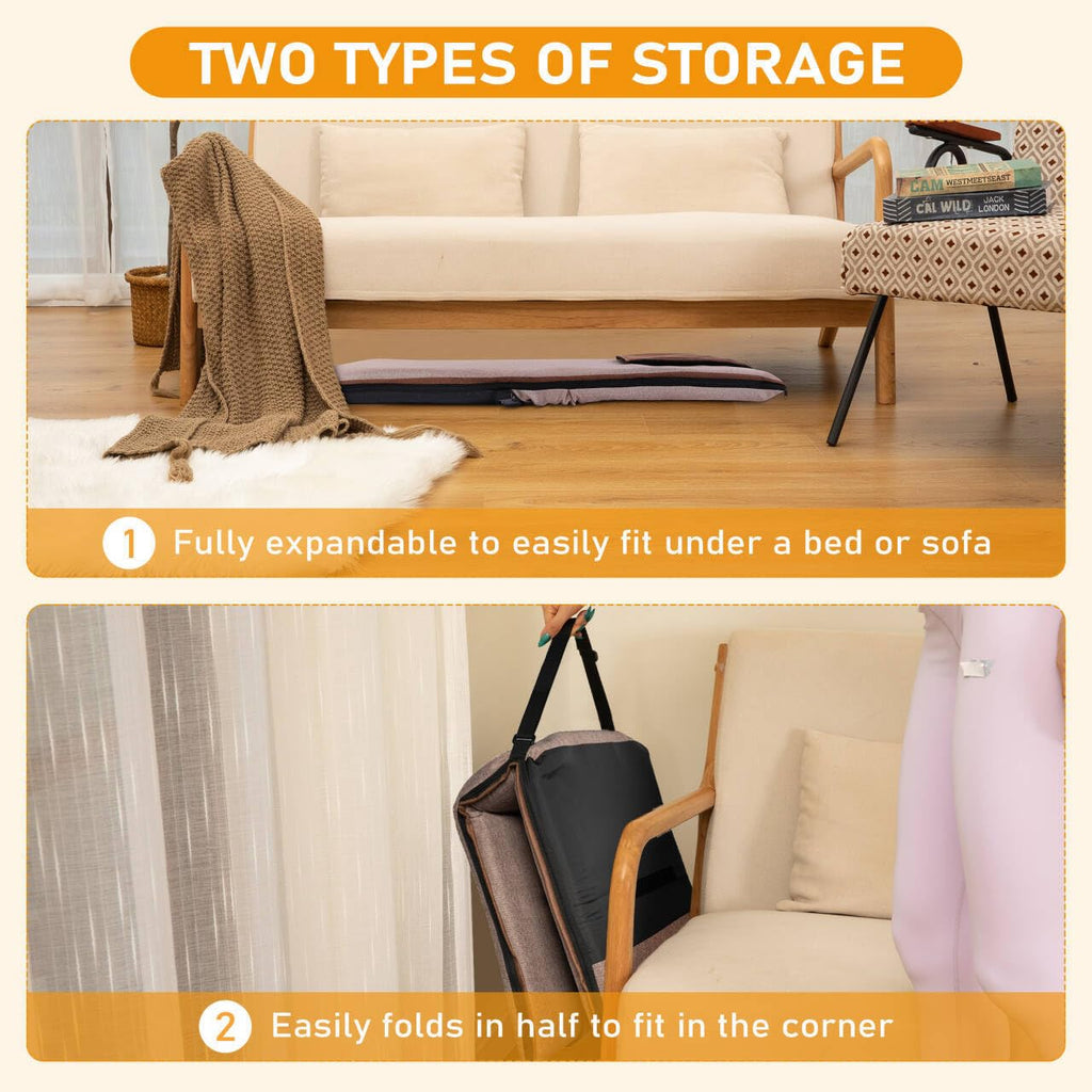 Floor Chair with Back Support Foldable Meditation Seat, Coffee