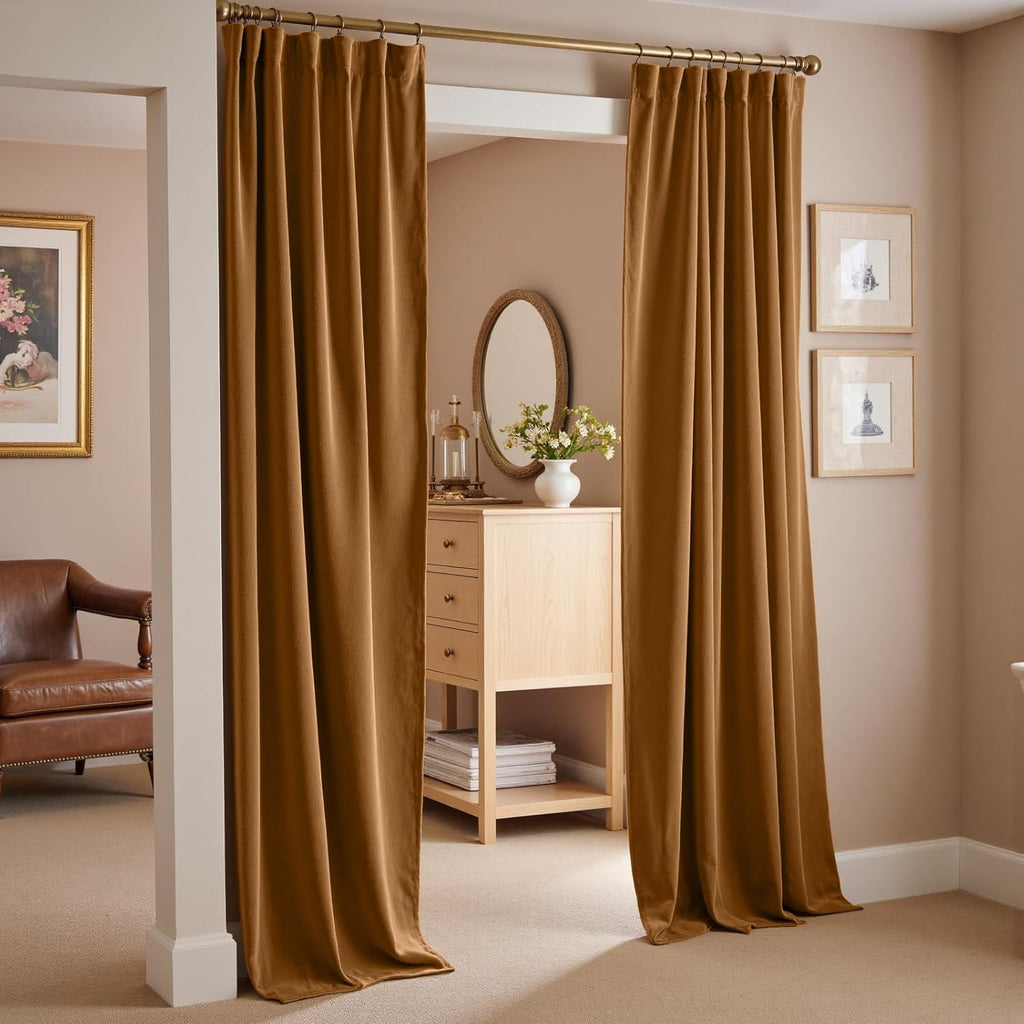 Velvet Blackout Curtains Thermal Insulated Room Window Drapes Super Soft Luxury Curtains for Living Room Bedroom Rod