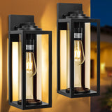 16inch Large Outdoor Wall Lights - 2 Packs Modern Black Exterior Light Fixture with Clear Glass Shade