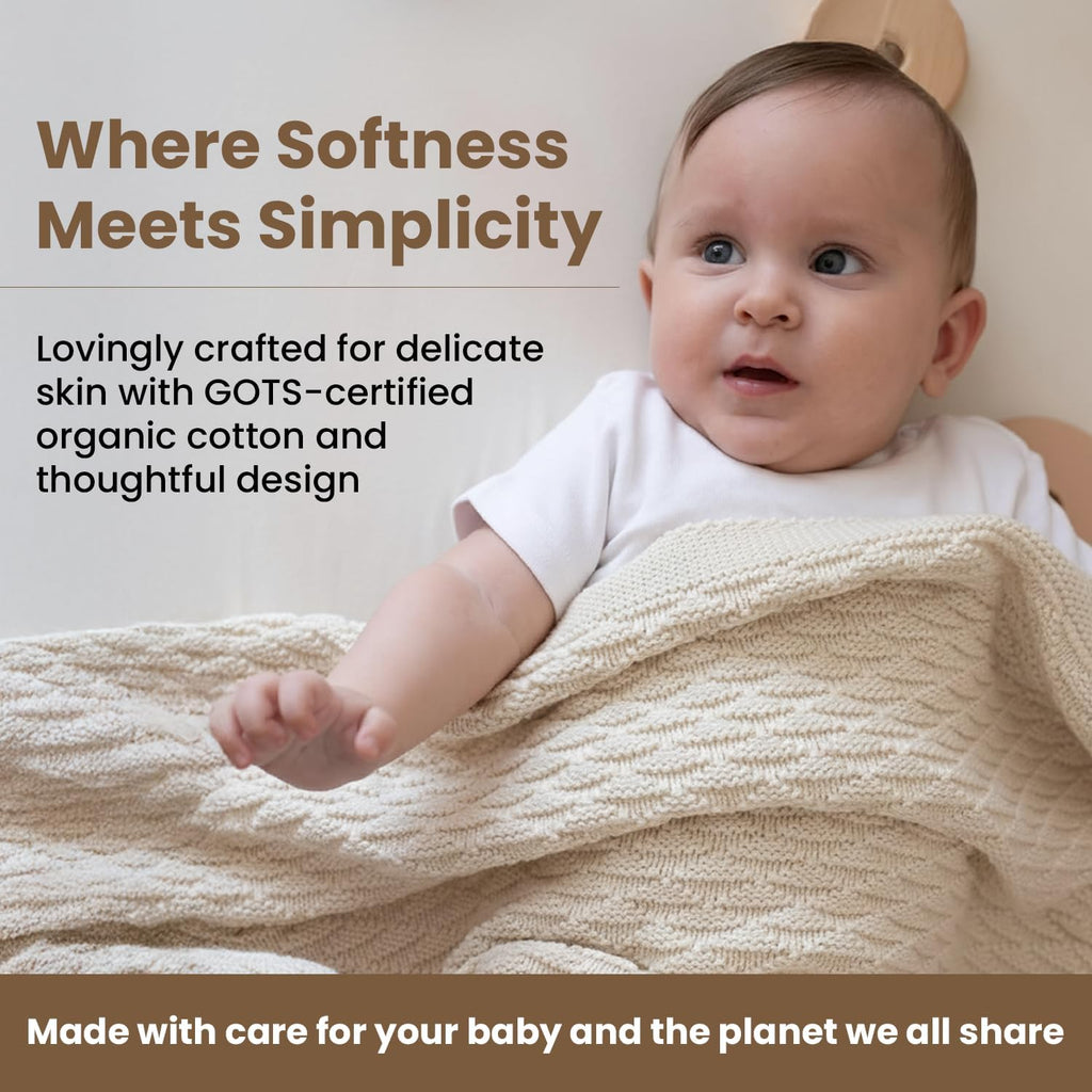 Nora Organic Cotton Baby Blanket 30x40, Earth Ivory