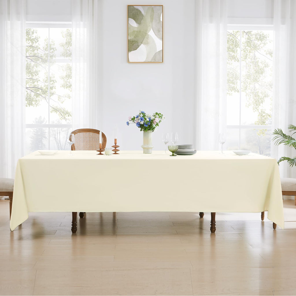 2 Pack Ivory Rectangle Tablecloths 90x132 Inch for 6ft Tables