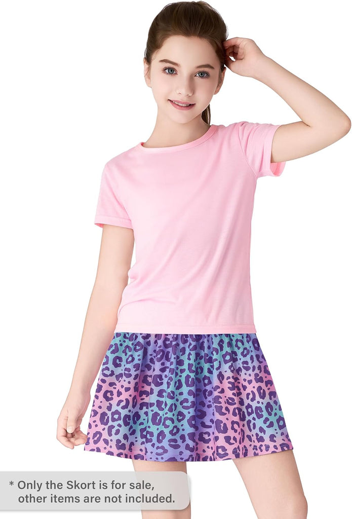 Girls Trendy Skirt-Skort Vibrant Print Built-in Shorts