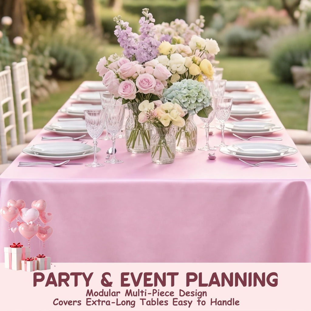 8 Pack Pink Satin Tablecloth 58 x 102 Inch Overlay Seamless Design