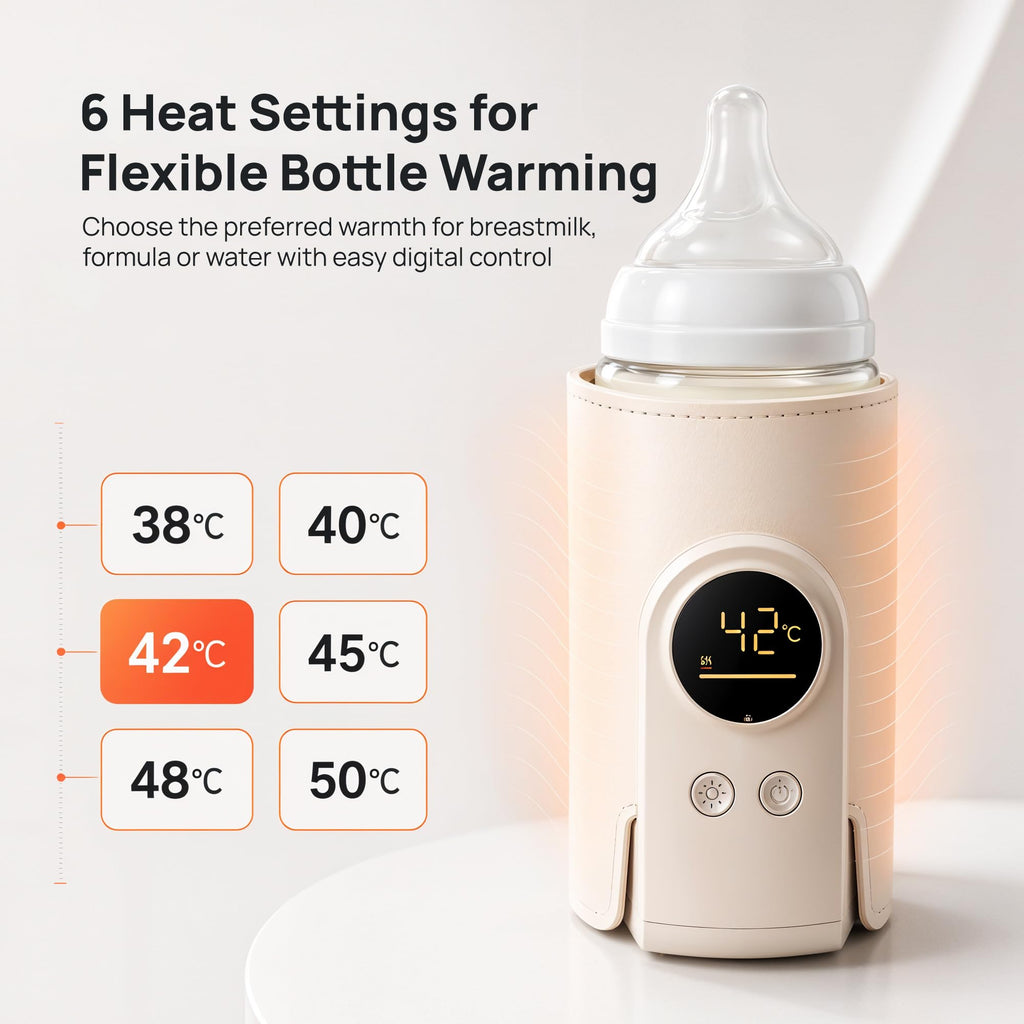 Portable Baby Bottle Warmer for Travel, Fast Heating, Rechargeable