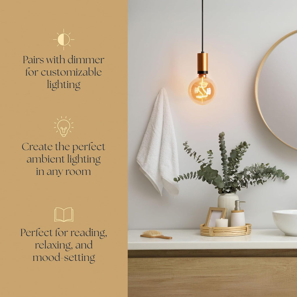 Decorative Oversized LED Filament Edison Light Bulb - 240 Lumen, 4.9W, Dimmable, 2000K Warm White, Medium E26 Base