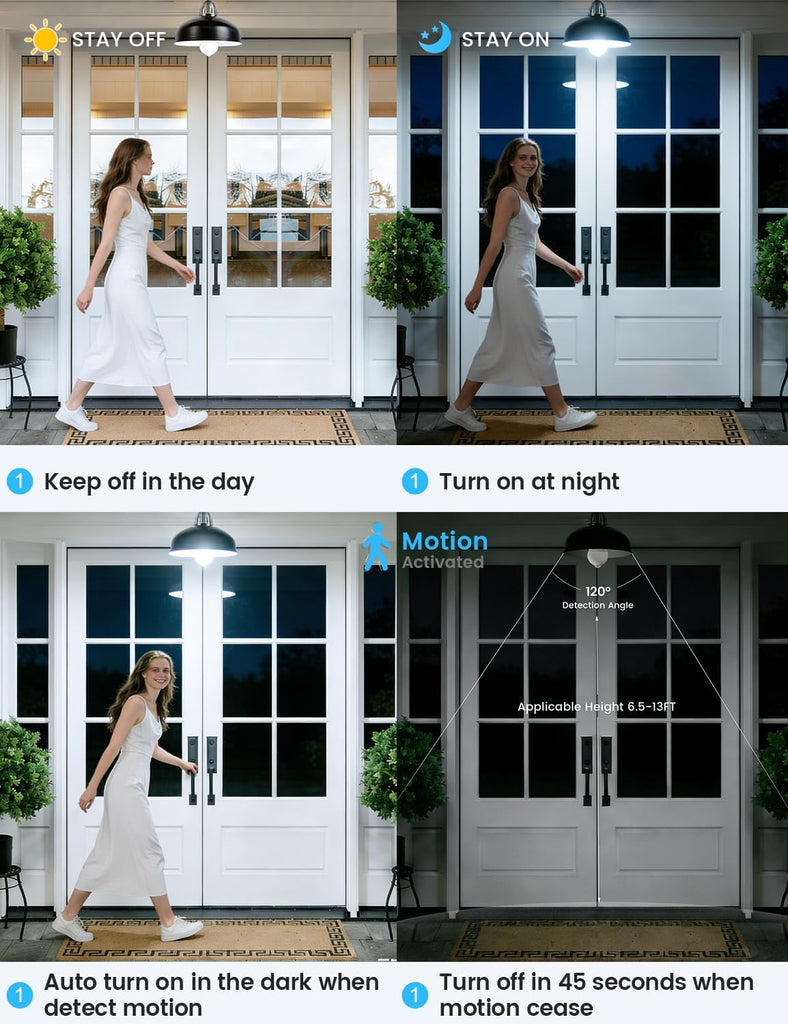 Motion Sensor Light Bulbs, E26 Dusk to Dawn Activated Security
