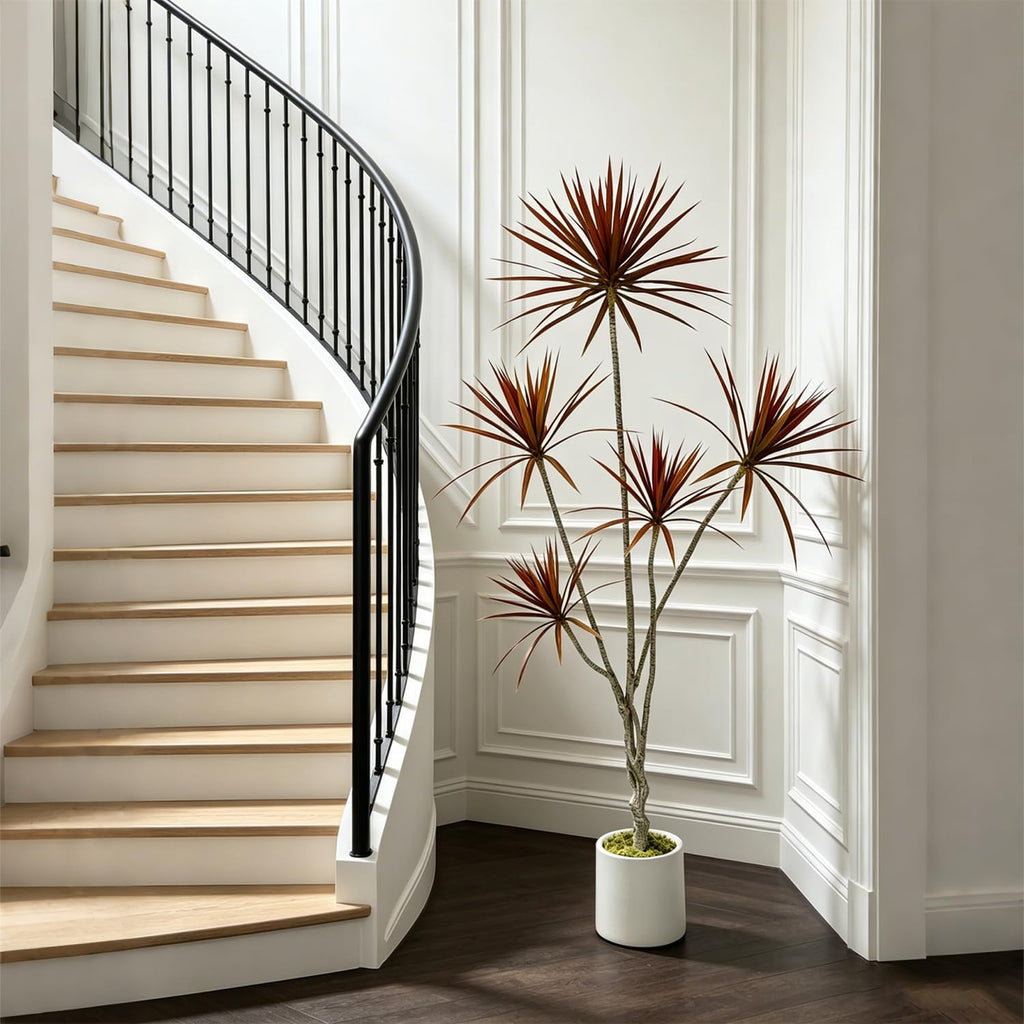 6ft Artificial Dracaena Marginata Fall Tree with Decorative Planter