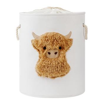 Kids Laundry Basket Baby Hamper , 58L Large Dirty Clothes Hampers with Drawstring Closure, Highland Cow Baby Stuff