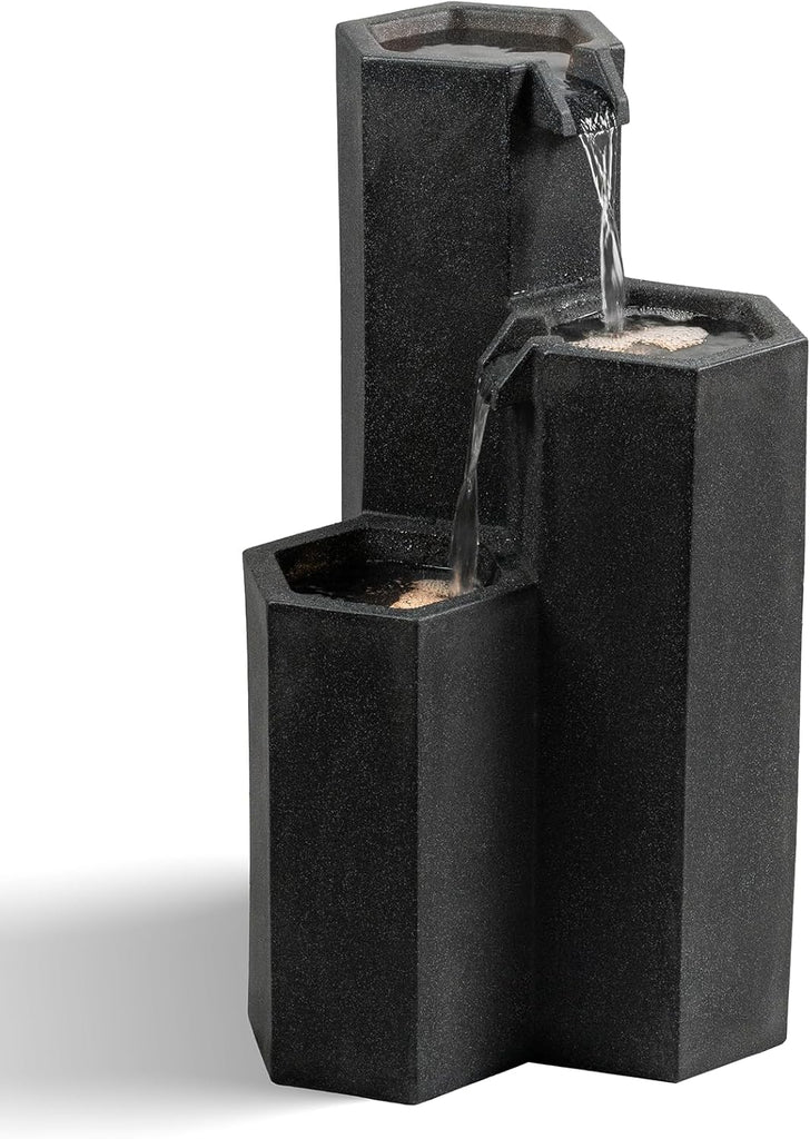 27.95“” H 3-Tiers Cascading Outdoor Water Fountain Made with Eco-Friendly Recyclable Materials, Polyethylene
