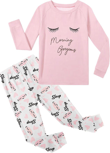 Girls Pajamas Long Sleeve Snug Fit Pjs Set Kids Cute Sleepwear