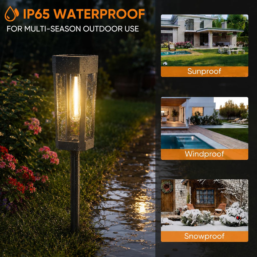 Solar Pathway Lights Outdoor, 8 Pack Tungsten Filament Solar Lights, 3 Modes Auto On/Off, IP65 Waterproof, Dusk to