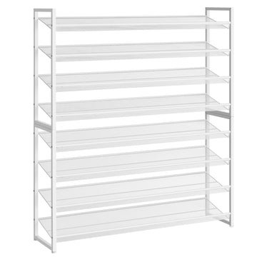 Shoe Rack, Long Shoe Organizer, Max Holds 50 Pairs, 8 Tier Metal Shoe Storage Shelf, 4-Tier Stackable Shoes Organizer