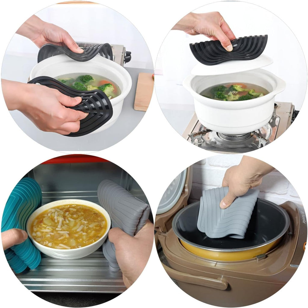 Silicone Trivets Mats for Hot Pots and Pans, Large Size Hot Pads Trivets 11.81" and 9.45" Diameter Round for Hot - Set of 2