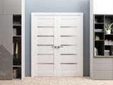 Quadro 4117 | Double Swing Interior French Doors with Glass with Frosted Glass, MDF, Hardware Includ